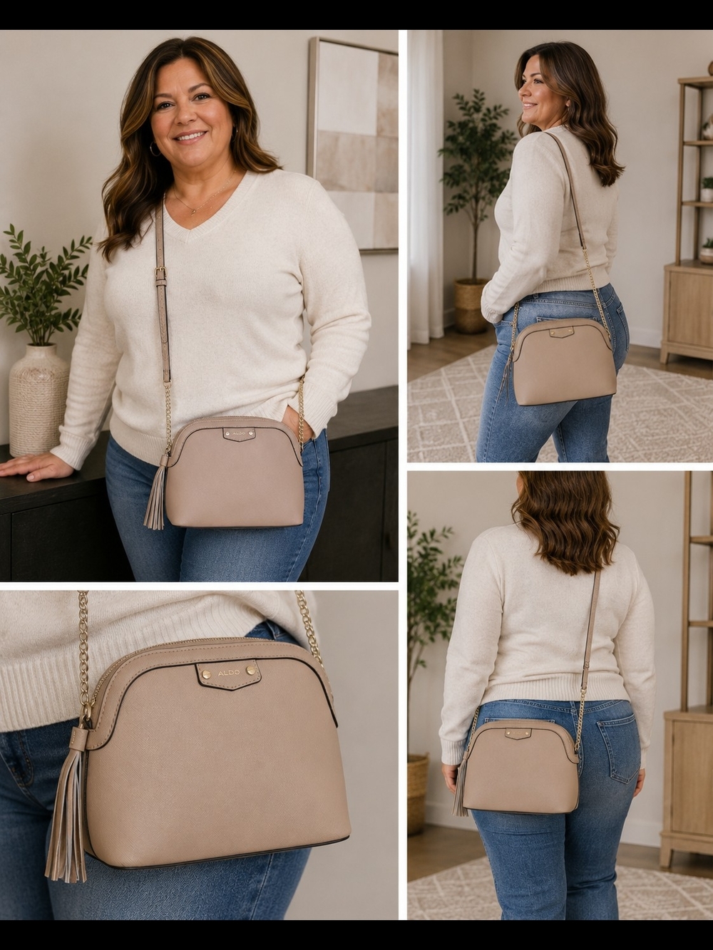 Aldo Beige Crossbody Bag - Neutral Dome Satchel